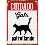 Señal A5 Metálica 'Cuidado Gato Patrullando', 14.8 x 21 cm, MAGNET & STEEL