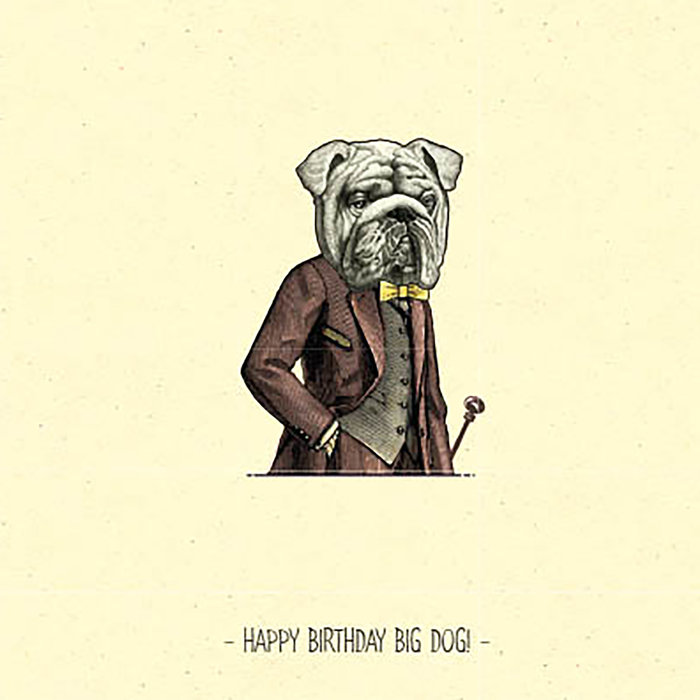 Tarjeta Bulldog con Cuerpo de Hombre, 15 x 15 cm, MAGNET & STEEL