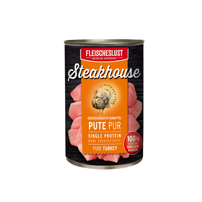 Lata Perro Pavo Puro, FLEISCHELUST, 800 g