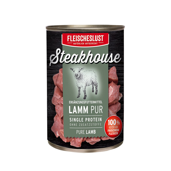 Lata Perro Cordero Puro, FLEISCHELUST, 800 g