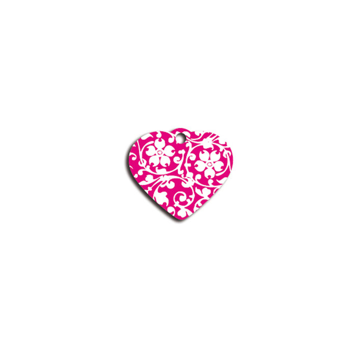 Placa IMARC Corazón Pequeño, 3 x 2 cm, Aluminio, Flores2 Rosa. Si quiere añadir grabación añada el artículo H166200, indique el nombre a grabar en el campo de observaciones de su pedido.