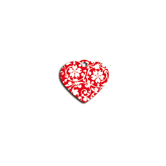 Placa IMARC Corazón Pequeño, 3 x 2 cm, Aluminio, Flores2 Rojo. Si quiere añadir grabación añada el artículo H166200, indique el nombre a grabar en el campo de observaciones de su pedido.