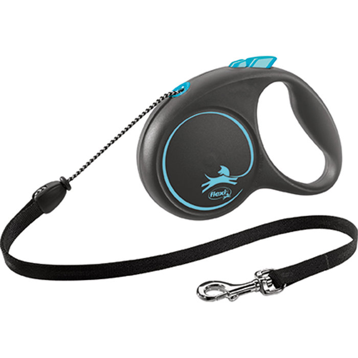 flexi BLACK DESIGN, cord leash, M: 5 m, blue