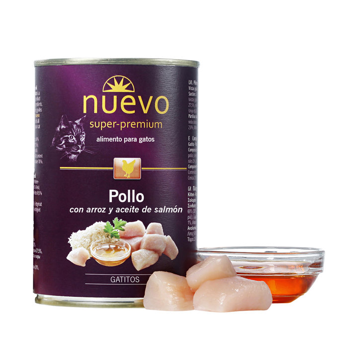 Lata Gato JUNIOR: Pollo y Arroz, NUEVO, 400 g