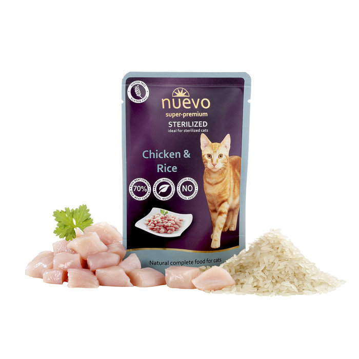 Sobre Gato STERILIZED: Pollo y Arroz, NUEVO, 85 g