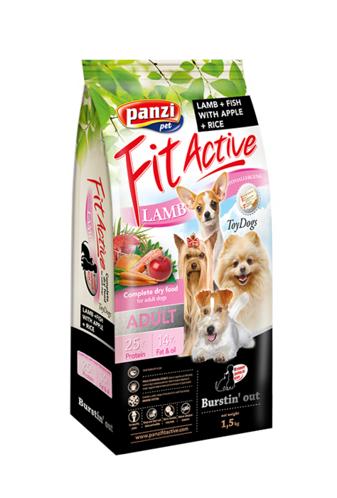 Saco Perro Toy Dogs Cordero, Manzana, Arroz, Pescado, PANZI, 1,5 kg