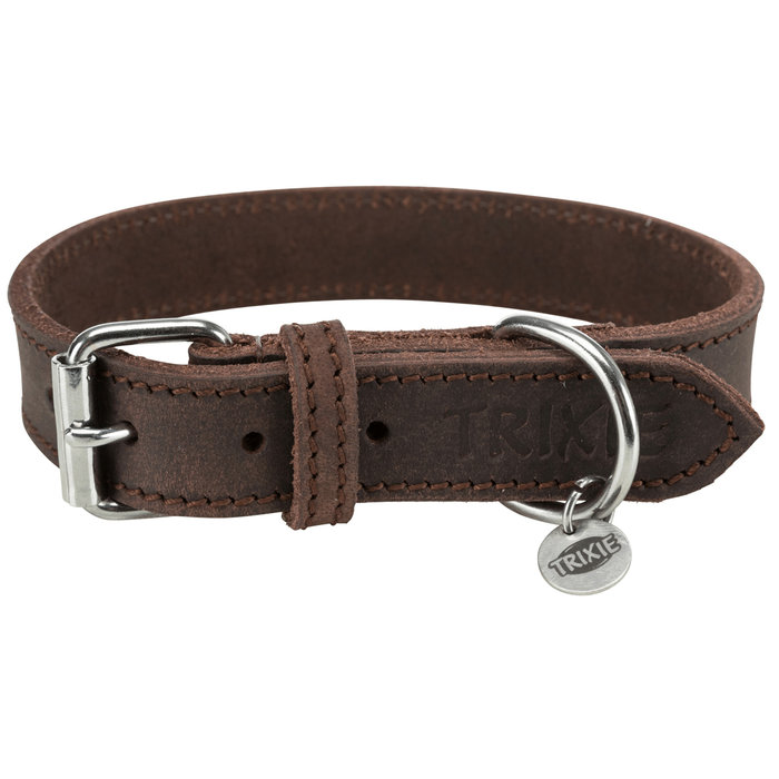 Collar piel Rustic, XS–S: 27–34 cm/18 mm, Marrón Oscuro