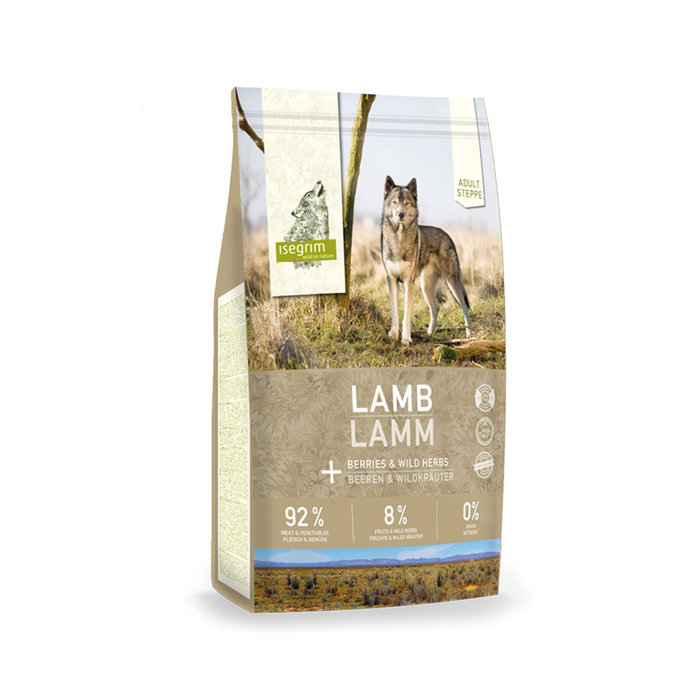 Saco Perro Adulto Cordero + Bayas y Hierbas Silvestres, ISEGRIM, 12 kg