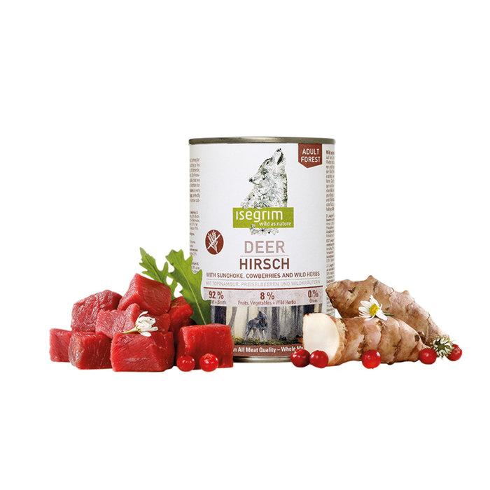 Lata Perro Adulto Ciervo + Aguaturma, Bayas y Hierbas Silvestres, ISEGRIM, 800 g