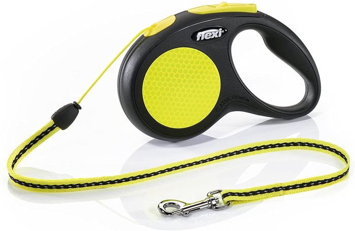 flexi New CLASSIC Neon, Cuerda enrollable, S, 5 m, Negro-Neón