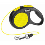 flexi New CLASSIC Neon, Cuerda enrollable, XS: 3 m, Negro-Neón
