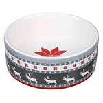 Xmas ceramic bowl, 0.8 l/ø 16 cm, grey/red/white