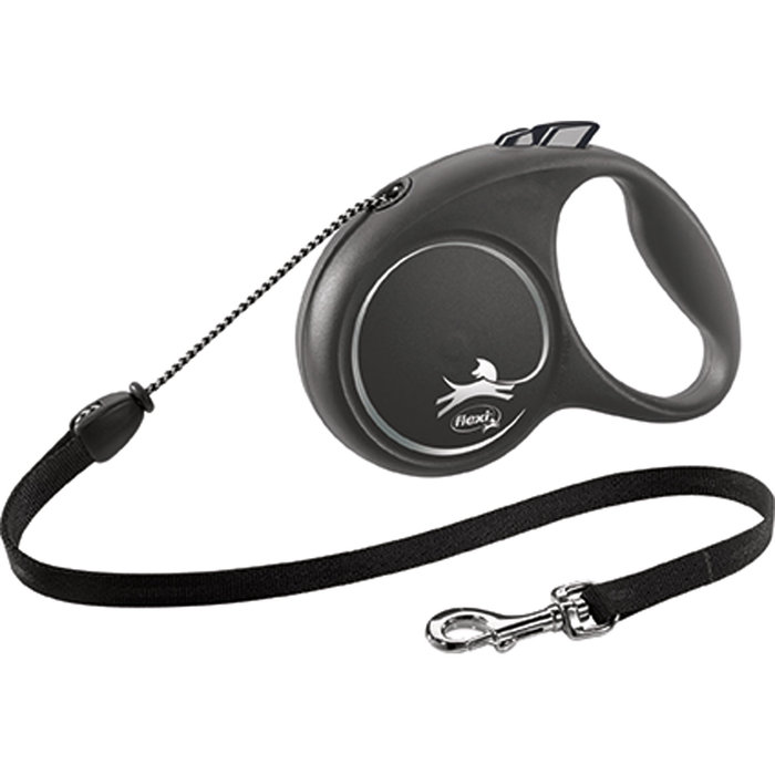 flexi BLACK DESIGN, cord leash, M: 5 m, black