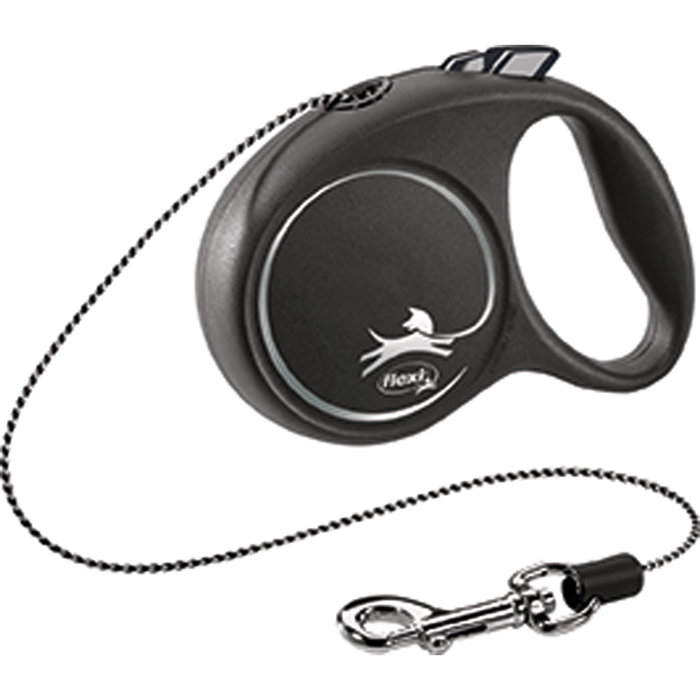 flexi BLACK DESIGN, cord leash, XS: 3 m, black