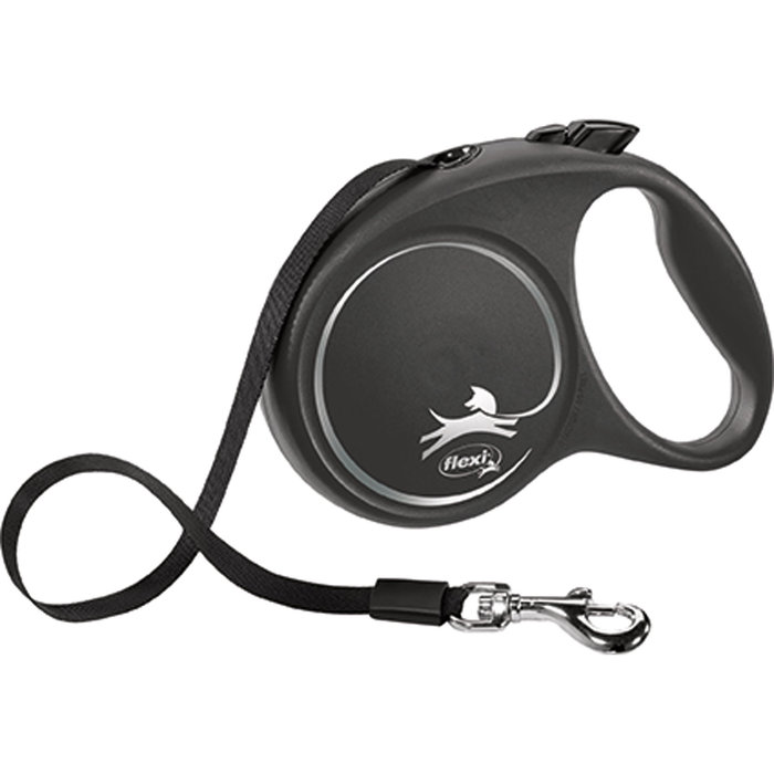 flexi BLACK DESIGN, tape leash, L: 5 m, black