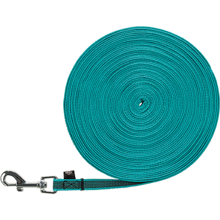 Tracking leash, 15 m/15 mm, turquoise