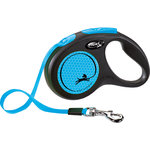 flexi New NEON, Cinta Enrollable, S: 5 m, Azul Neón