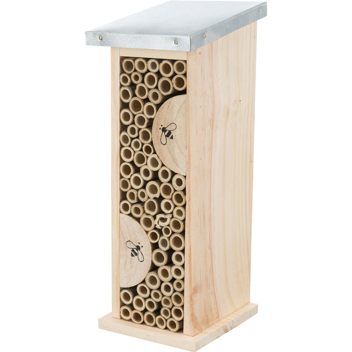 Bee hotel, wood, 11 × 30 × 14 cm