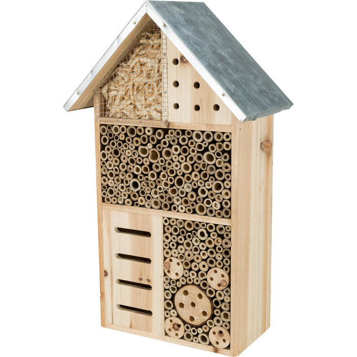 Insect hotel, wood, 29 × 49 × 16 cm