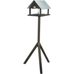 natura bird feeder with stand & silo, spruce wood, 29 × 27 × 38 cm/1.24 m, black