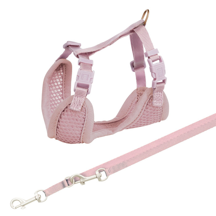 Junior puppy soft harness with leash, 26–34 cm/10 mm, 2.00 m, light lilac