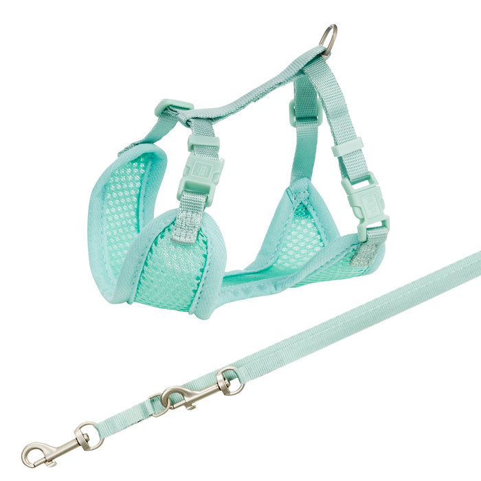 Junior puppy soft harness with leash, M–L: 36–50 cm/10 mm, 2.00 m, mint