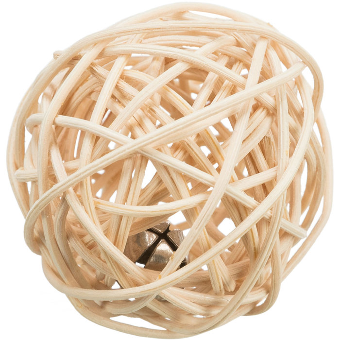 Ball with bell, rattan, ø 4 cm