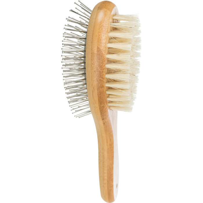 Brush, double-sided, bamboo/natural &wire bristles, 6 × 22 cm