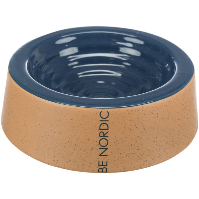 BE NORDIC Comedero, cerámica, 0,2 l/ø 16 cm, Azul oscuro/Beige