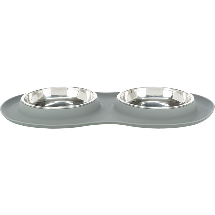 Bowl set, silicone/stainless steel, 2 × 0.3 l/ø 16 cm/47 × 3 × 26 cm, grey