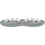 Bowl set, silicone/stainless steel, 2 × 0.3 l/ø 16 cm/47 × 3 × 26 cm, grey