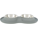 Bowl set, silicone/stainless steel, 2 × 0.4 l/ø 16 cm/40 × 5 × 23 cm, grey
