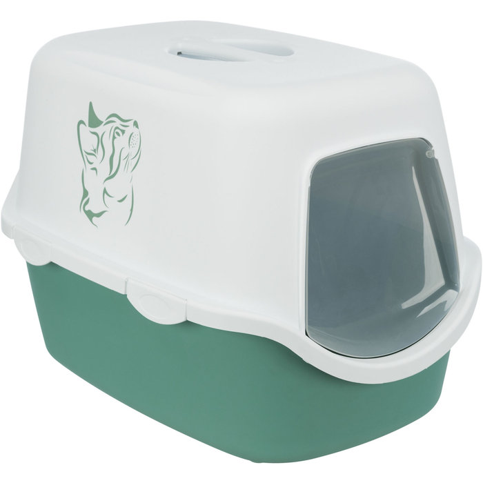 Vico cat litter tray, with hood, 40 × 40 × 56 cm, green/white