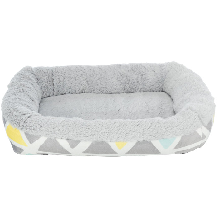 Bunny cuddly bed, square, plush, 38 × 7 × 25 cm, multi coloured//grey