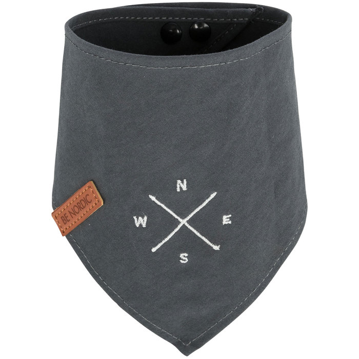 BE NORDIC Pañuelo, S, 30 cm, Gris oscuro con estampado de Rosa de los vientos