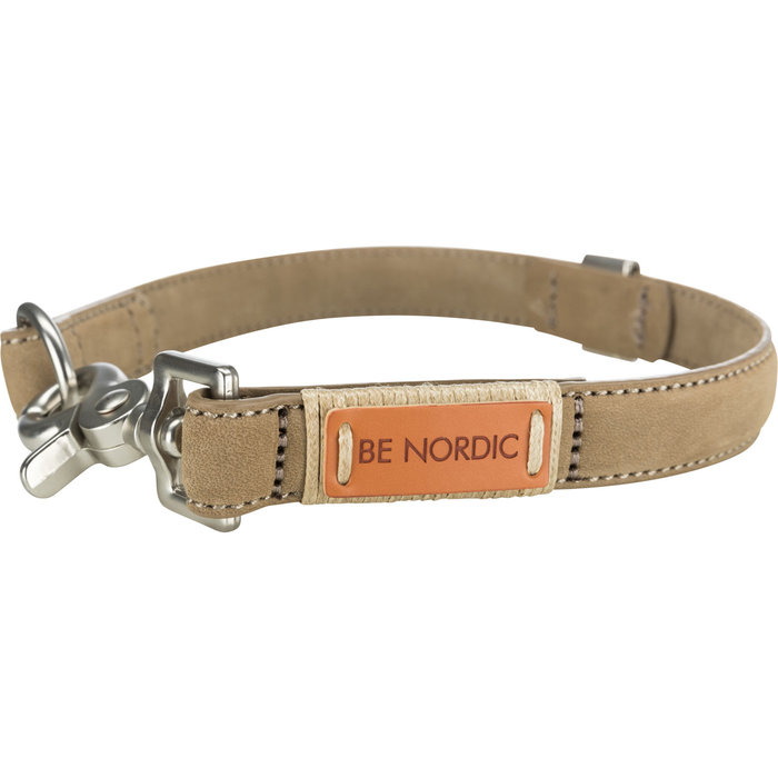 BE NORDIC collar, leather, L–XL: 55 cm/30 mm, sand