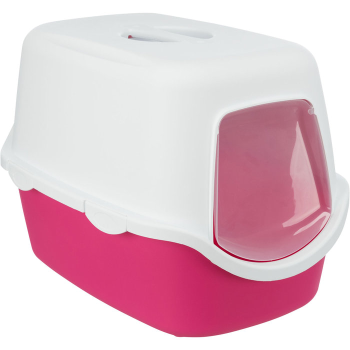Vico cat litter tray, with hood, 40 × 40 × 56 cm, pink/white