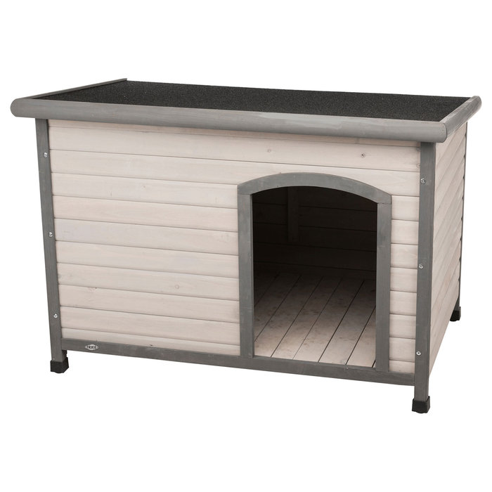 natura flat roof dog kennel, S–M: 85 × 58 × 60 cm, brown