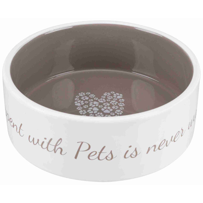 Pet's Home ceramic bowl, 0.3 l/ø 12 cm, cream/petrol