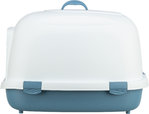 Bandeja Higiénica para gato Primo XXL con cubierta, 56 × 47 × 71 cm, Azul/Blanco