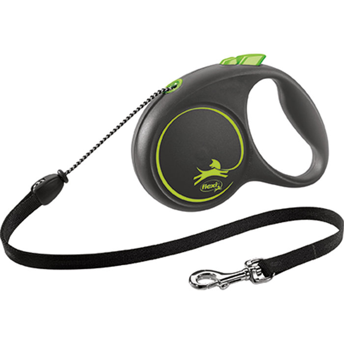 flexi BLACK DESIGN, cord leash, M: 5 m, green