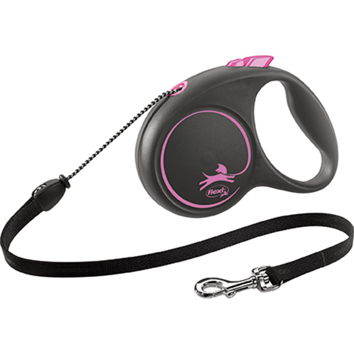 flexi BLACK DESIGN, cord leash, M: 5 m, pink