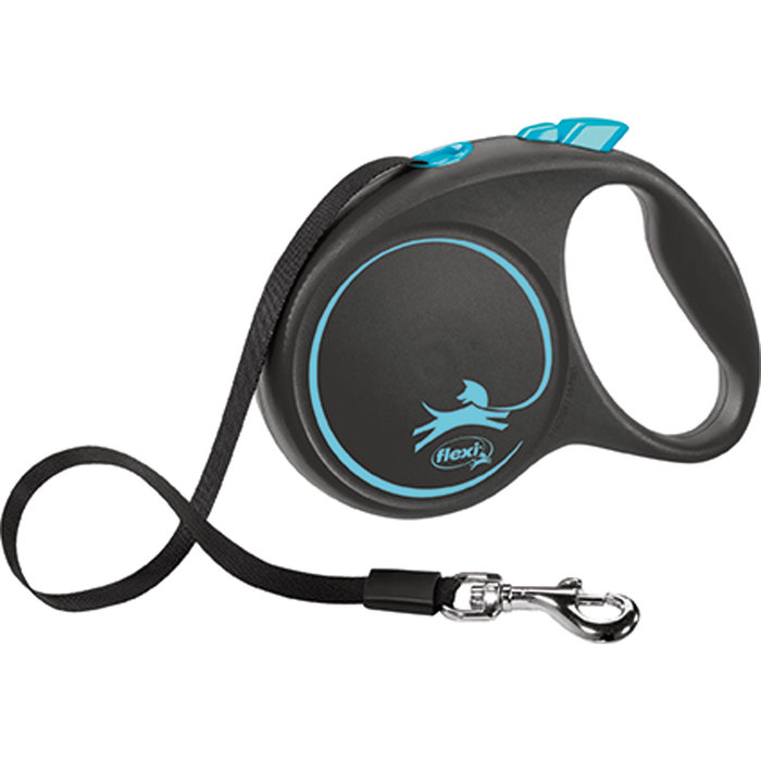 flexi BLACK DESIGN, tape leash, L: 5 m, blue