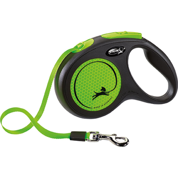 flexi New NEON, tape leash, M: 5 m, neon green