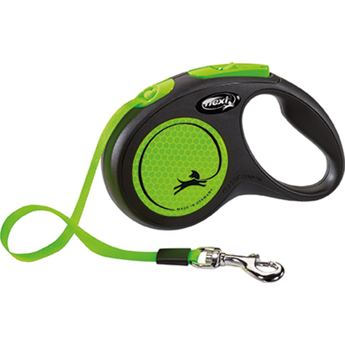 flexi New NEON, Cinta Enrollable, S: 5 m, Verde Neón