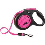 flexi New NEON, tape leash, M: 5 m, neon pink