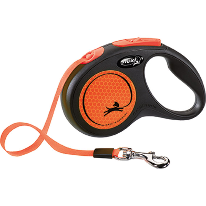 flexi New NEON, Cinta Enrollable, S: 5 m, Naranja Neón