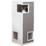 Cat Tower Gerardo, plush/sisal, 100 cm, white/grey