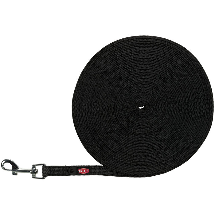 Tracking leash, rubberised, S–M: 15 m/15 mm, black
