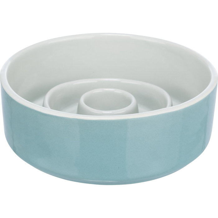 Slow Feeding bowl, ceramic, 0.9 l/ø 17 cm, grey/blue